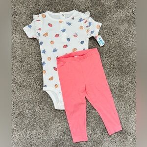 Carter's Fruit Pattern Onesie with Coral Leggings